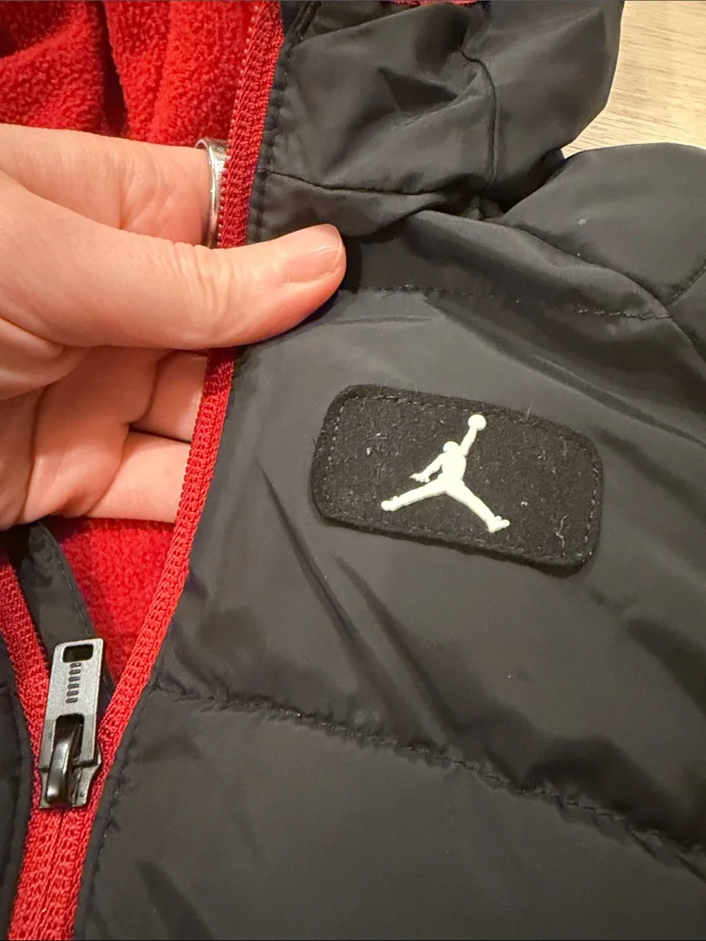 Jordan 18 month Baby Hooded Black & Red Insulated One-Piece Footie